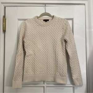 Banana Republic 100% Cotton Cream Textured Crewneck Sweater